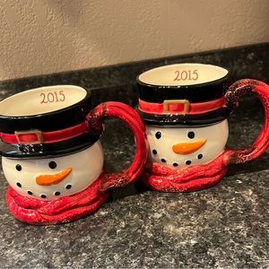 Set of 2 snowman mugs